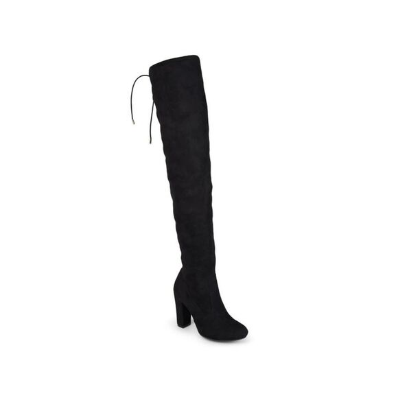 JOURNEE COLLECTION Womens Black Comfort Maya Round Toe Block Heel Zip-Up Dress Heeled Boots